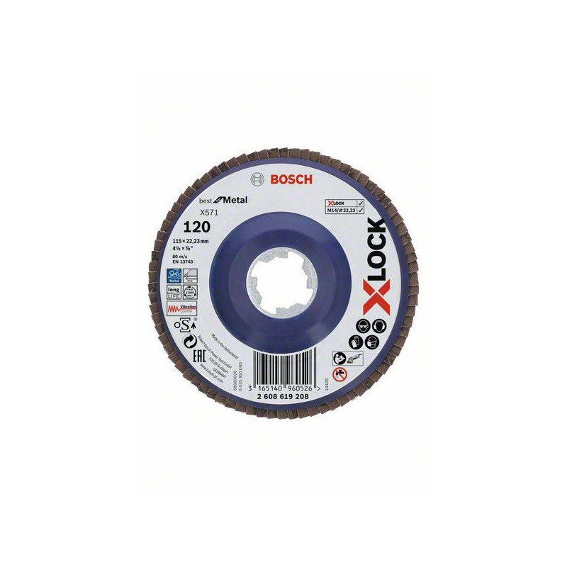 2608619208 BOSCH Disc slefuire evantai X-LOCK taieri drepte,metal,115mm,G120