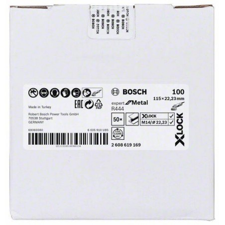 2608619169 BOSCH Disc slefuire cu fibre, metal R444,X-LOCK, 115mm,G100
