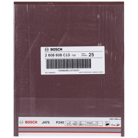 2608608C13 BOSCH Set 25 foi abrazive pentru metal 230x280 mm, G240
