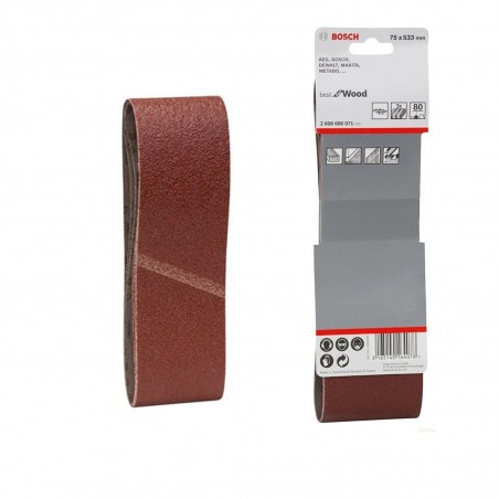 2608606071 BOSCH Set 3 benzi slefuit,slefuitoare cu banda 75x533mm,G80