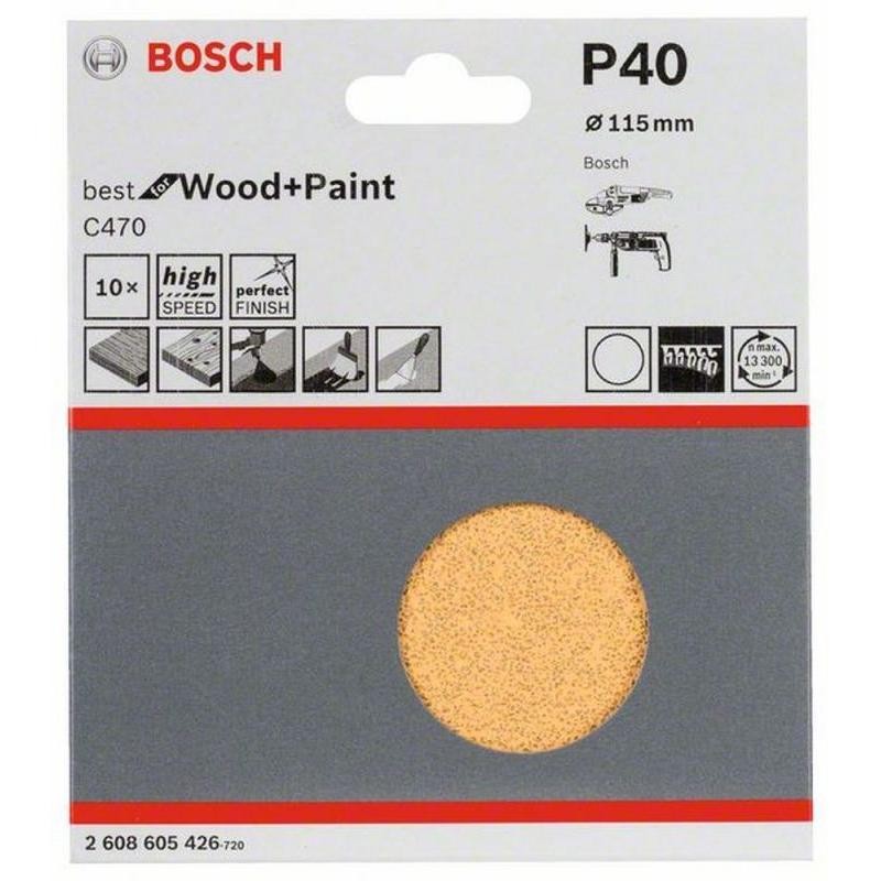 2608605426 BOSCH Set 10 foi slefuire pt.polizoare unghiulare 115mm,G40
