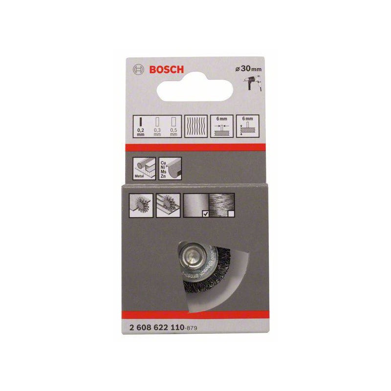 2608622110 BOSCH Perie disc sarma ondulata,30x0.2mm,tija cilindrica 6mm