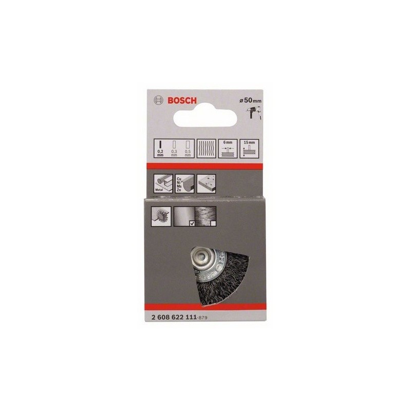 2608622111 BOSCH Perie disc sarma ondulata,50x0.2mm,tija cilindrica 6mm