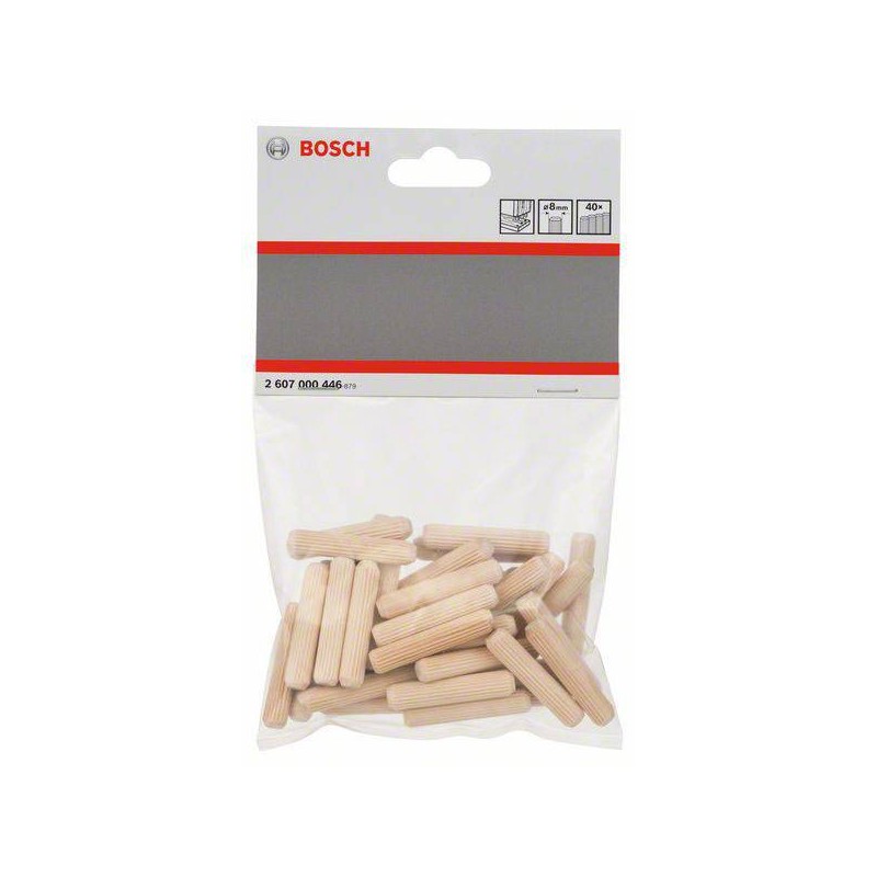 2607000446 BOSCH Set 40 dibluri de lemn, 8x40 mm