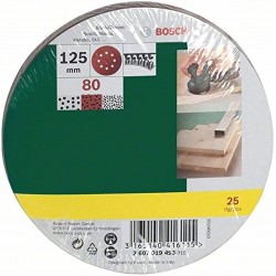 2607019493 BOSCH Set 25 foi abrazive rotunde 125mm,G80,8 gauri,Velcro