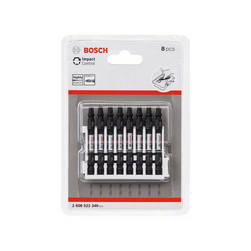 2608522340 BOSCH Set 8 biti cu capat dublu pentru impact, T25, 65 mm