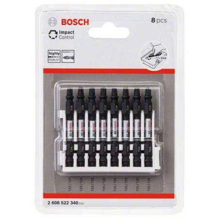 2608522340 BOSCH Set 8 biti cu capat dublu pentru impact, T25, 65 mm