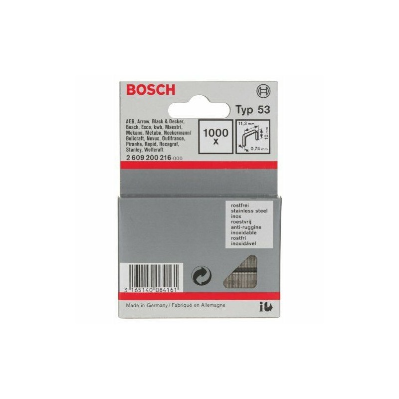 2609200216 BOSCH Set 1000 capse, sarma fina tip53,otel inoxidabil,10mm