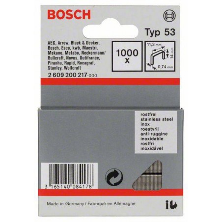 2609200217 BOSCH Set 1000 capse, sarma fina tip53,otel inoxidabil,14mm