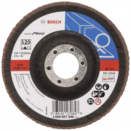 2608607346 BOSCH Disc slefuire evantai,metal 115x22.2mm,granulatie 120