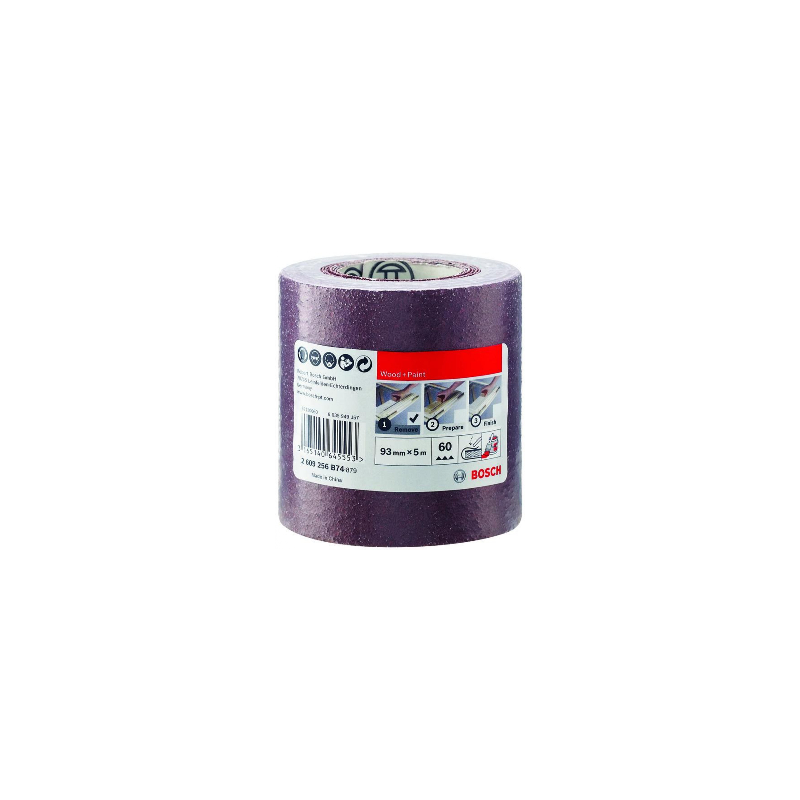 2609256B74 BOSCH Rola de slefuire manuala lemn, vopsea, 93 mmx5 m, G60