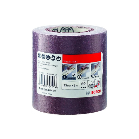 2609256B74 BOSCH Rola de slefuire manuala lemn, vopsea, 93 mmx5 m, G60