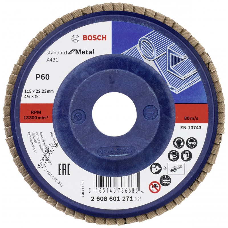 2608601271 BOSCH Disc de slefuire evantai metal, 115x22.2 mm, G 60