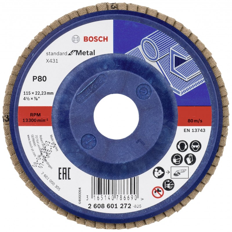 2608601272 BOSCH Disc de slefuire evantai metal, 115x22.2 mm, G 80