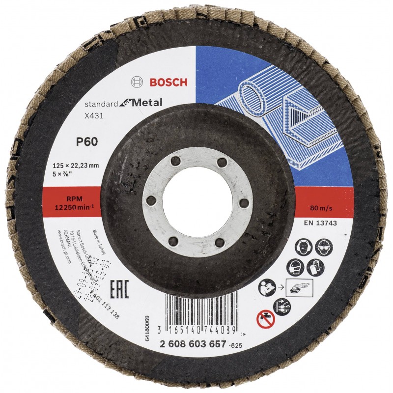 2608603657 BOSCH Disc de slefuire evantai metal, 125x22.2 mm, G 60