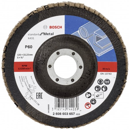 2608603657 BOSCH Disc de slefuire evantai metal, 125x22.2 mm, G 60