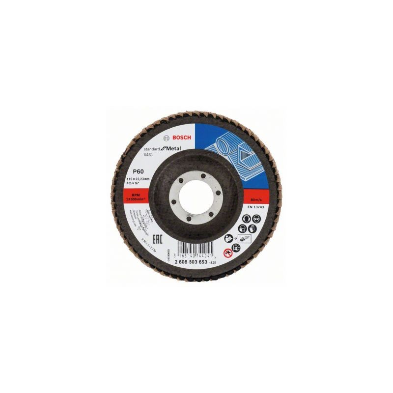 2608603653 BOSCH Disc de slefuire evantai metal, 115x22.2 mm, G60