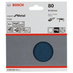 2608608Y15 BOSCH Set 5 foi abrazive F550 pentru metal, 125 mm, G80