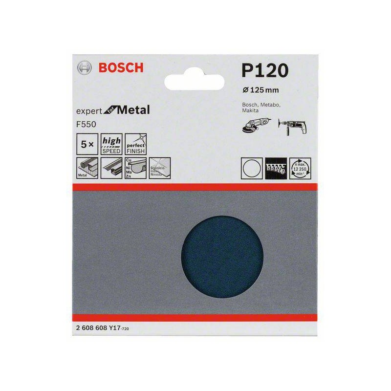 2608608Y17 BOSCH Set 5 foi abrazive F550 pentru metal, 125 mm, G120
