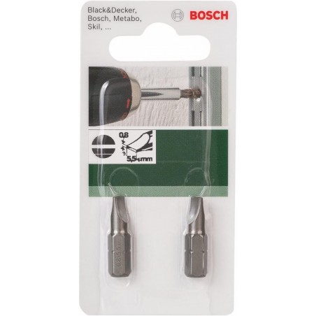 2609255909 BOSCH Set 2 biti drepti, prindere hex 1/4", 0.8x5.5mm, 25mm