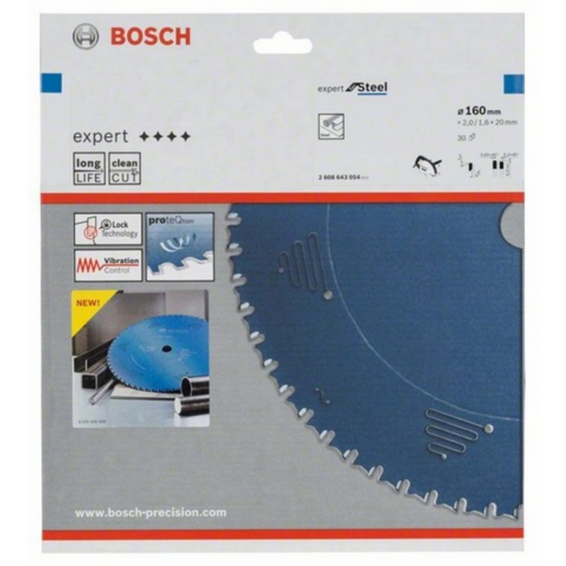 2608643054 BOSCH Panza fierastrau circular pentru otel, 160x20x2mm,30T