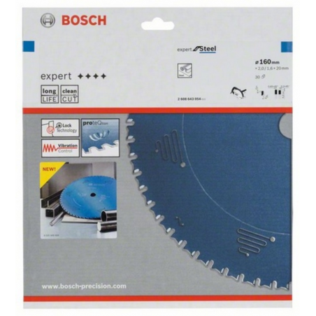 2608643054 BOSCH Panza fierastrau circular pentru otel, 160x20x2mm,30T