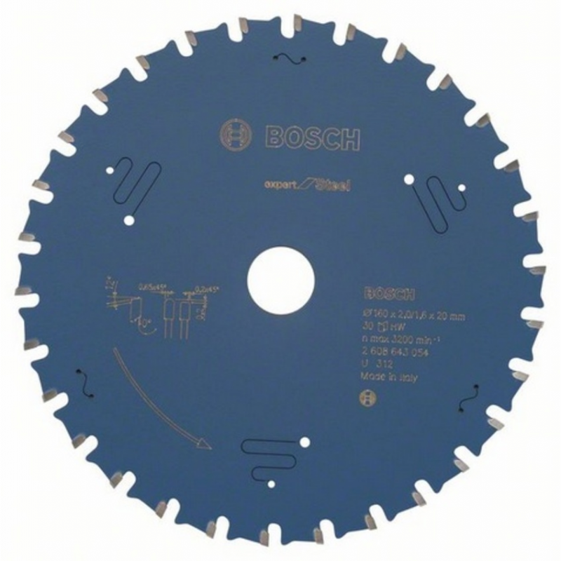 2608643054 BOSCH Panza fierastrau circular pentru otel, 160x20x2mm,30T