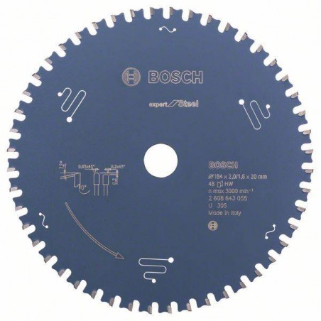 2608643055 BOSCH Panza fierastrau circular pentru otel,184x20x2mm, 48T