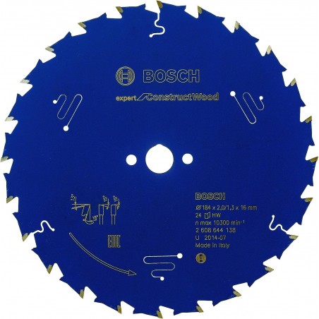 2608644138 BOSCH Panza ferastrau circular,lemn constructii, 184mm, 24T