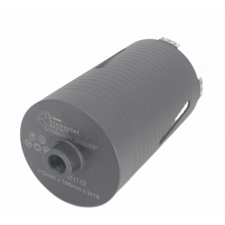 Carota diamantata PREMIUM ø112mm x 180mm x M16 pentru gaurire Beton armat, Zidarie, Granit