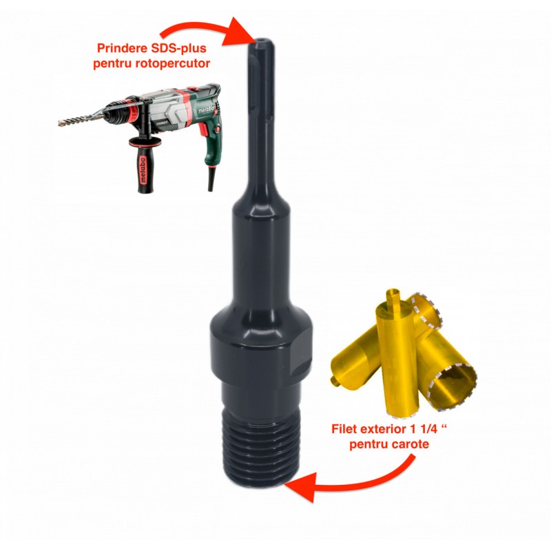 Adaptor carote 1 1/4" pentru utilizare la masini cu prindere SDS-PLUS