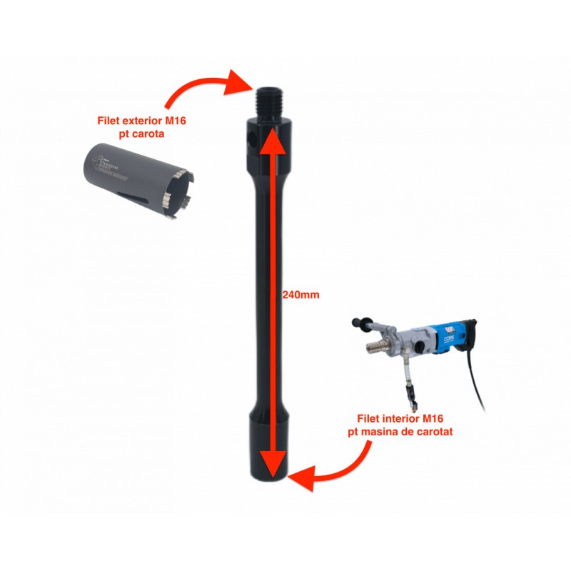 Extensie de 240mm lungime pentru carote cu prindere M16