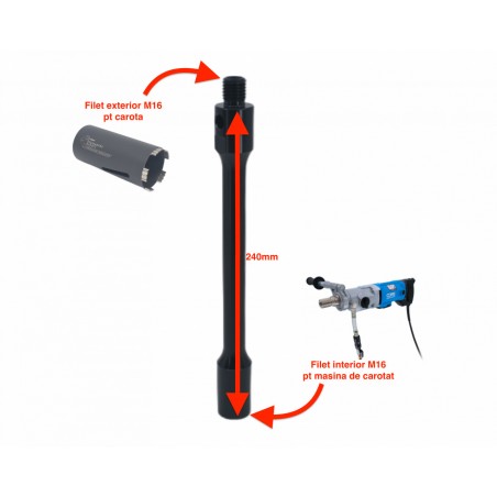 Extensie de 240mm lungime pentru carote cu prindere M16