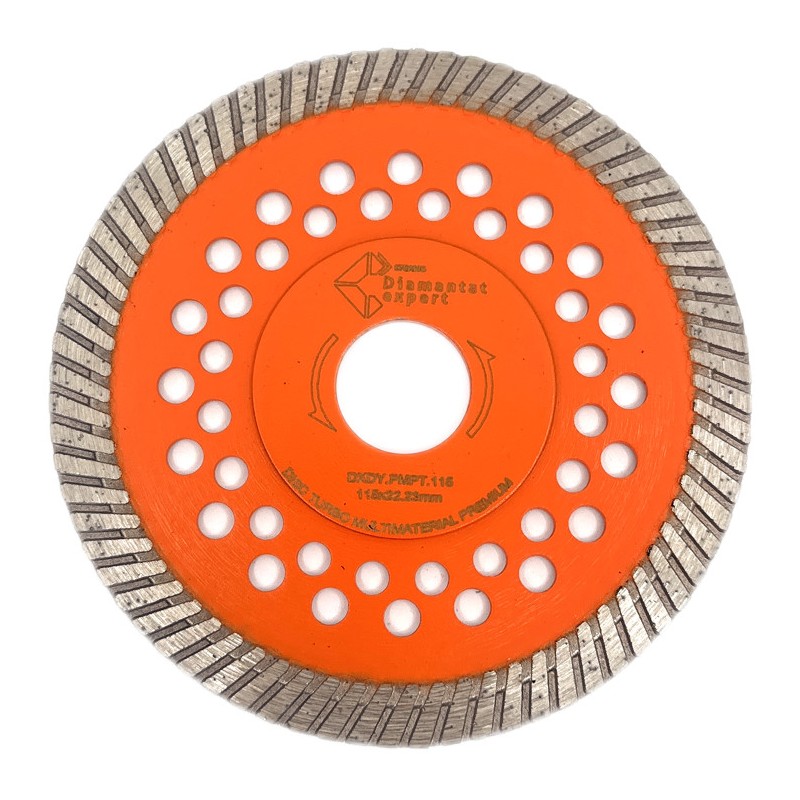 Disc diamantat pentru taiat Granit, Piatra, Beton armat, Materiale dure TURBO Laser 115x22,23mm SUPER PREMIUM