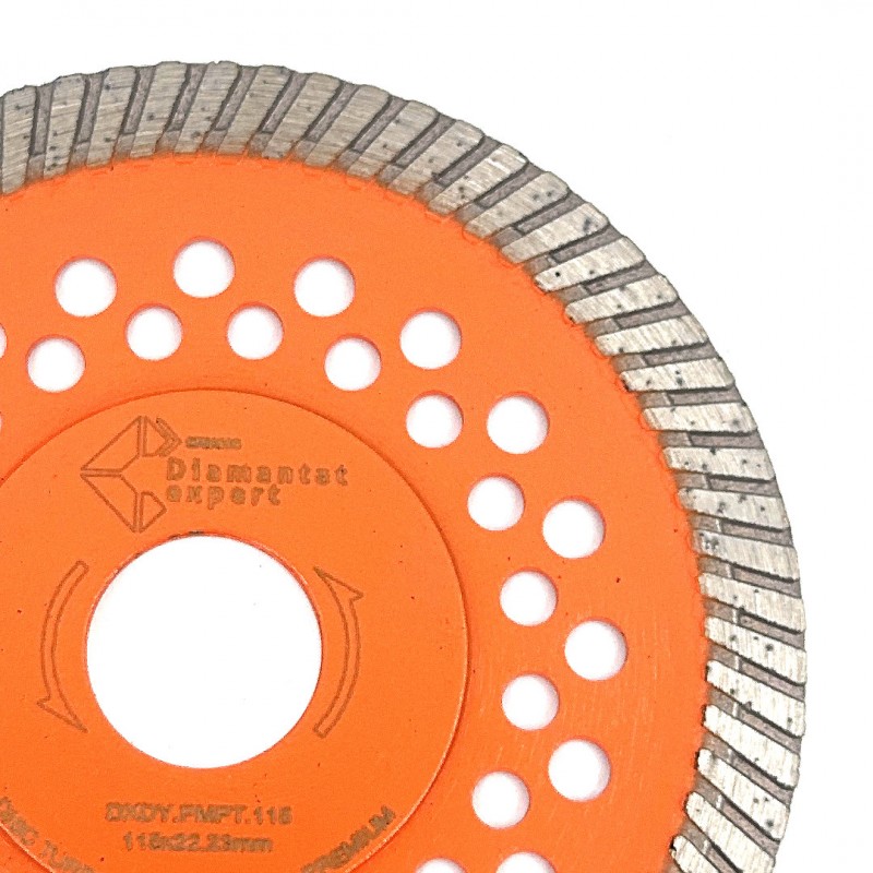 Disc diamantat pentru taiat Granit, Piatra, Beton armat, Materiale dure TURBO Laser 115x22,23mm SUPER PREMIUM