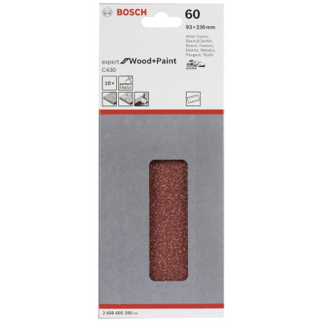 2608605295 BOSCH 10 foi abrazive pentru slefuitoare, lemn,93x230mm,G60