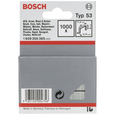 1609200365 BOSCH Set 1000 capse din sarma fina tip 53, 11.4x8 mm
