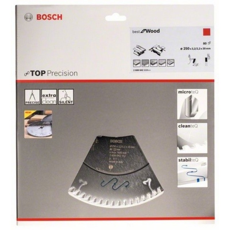 2608642113 BOSCH Panza circular Best for Wood, 250x30x3.2/2.2 mm, 80T
