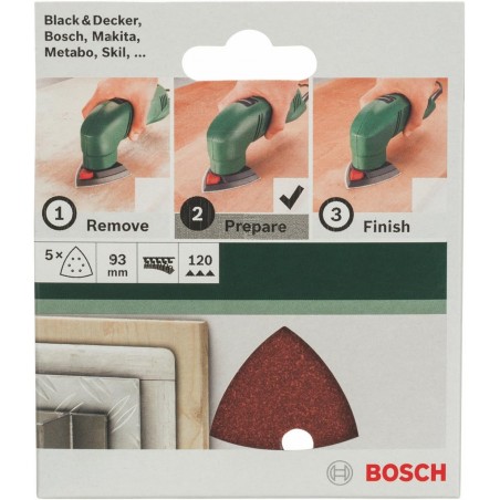 2609256A51 BOSCH Set 5 foi abrazive pentru slefuitor 93mm,G120,6 gauri