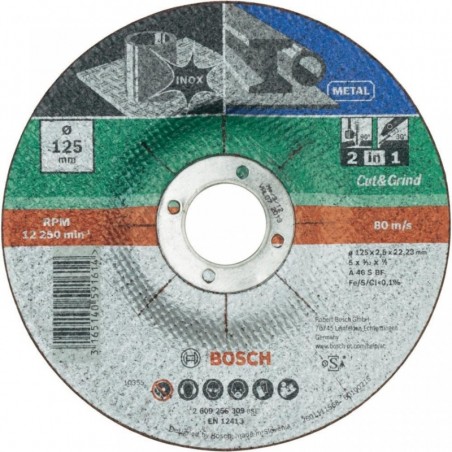 2609256309 BOSCH Disc de taiere 2 in 1 metal si inox, 125x2.5x22.23 mm