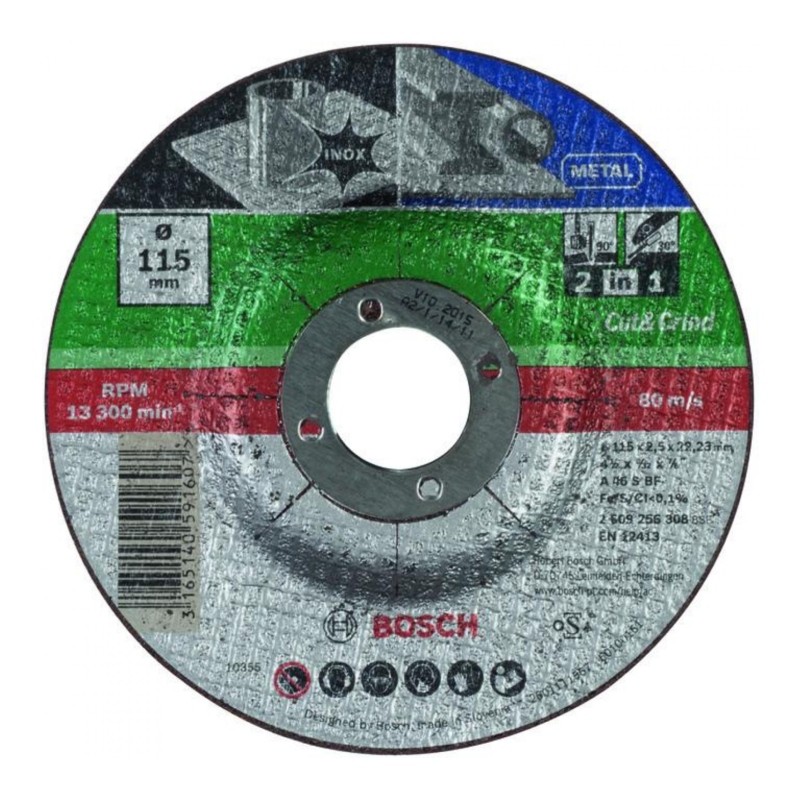 2609256308 BOSCH Disc de taiere 2 in 1 metal si inox, 115x2.5x22.23 mm