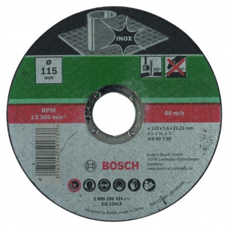 2609256321 BOSCH Disc drept pentru taiere inox, 115x1.6x22.23 mm