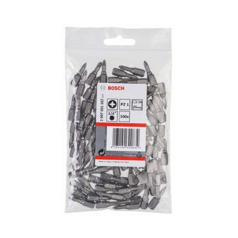 2607001557 BOSCH 100 de capete extra dura PZ1, lungime 25 mm