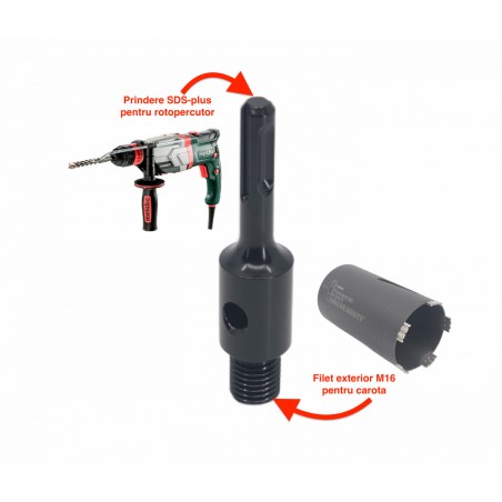 Adaptor carote M16 pentru utilizare la masini cu prindere SDS-PLUS