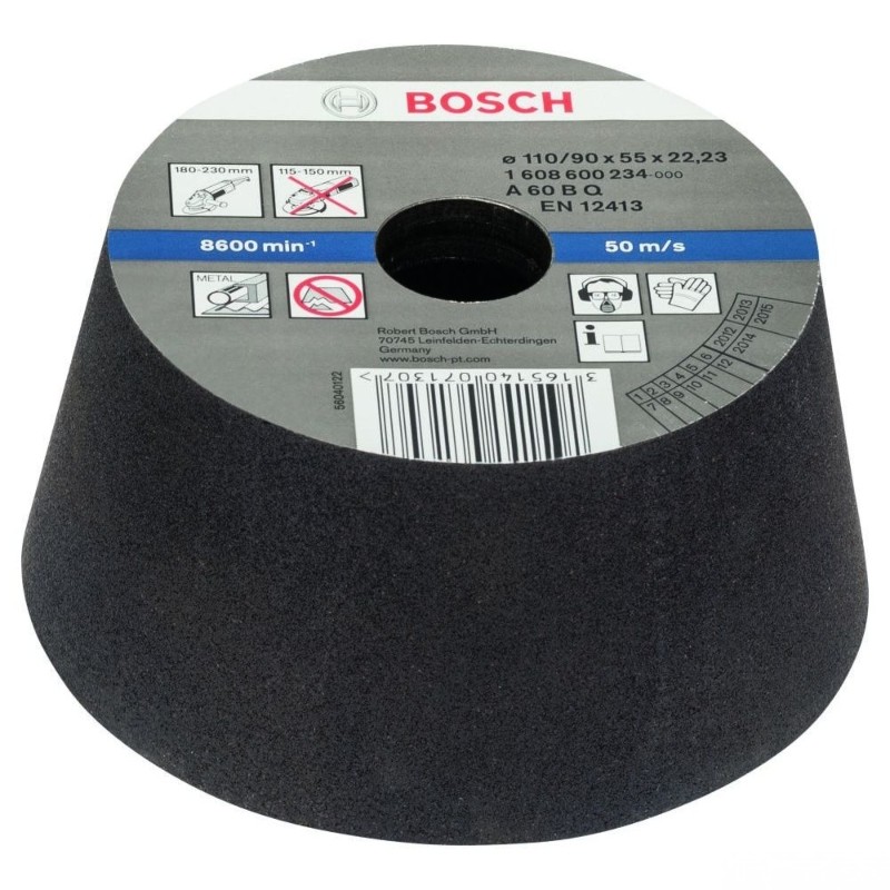 1608600234 BOSCH Piatra oala conica de slefuit metal, granulatie 60