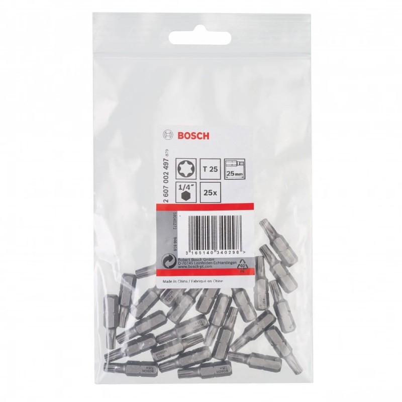 2607002497 BOSCH Set 25 Capete de surubelnita extra dure T25, 25 mm