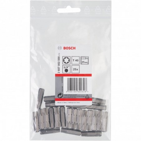 2607002500 BOSCH Set 25 Capete de surubelnita extra dure T40, 25 mm