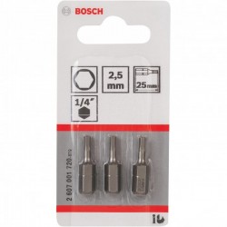 2607001720 BOSCH Set 3 capete de surubelnita extra dure H2.5 mm, 25 mm