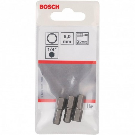 2607001730 BOSCH Set 3 capete de surubelnita extra dure H8.0 mm, 25 mm