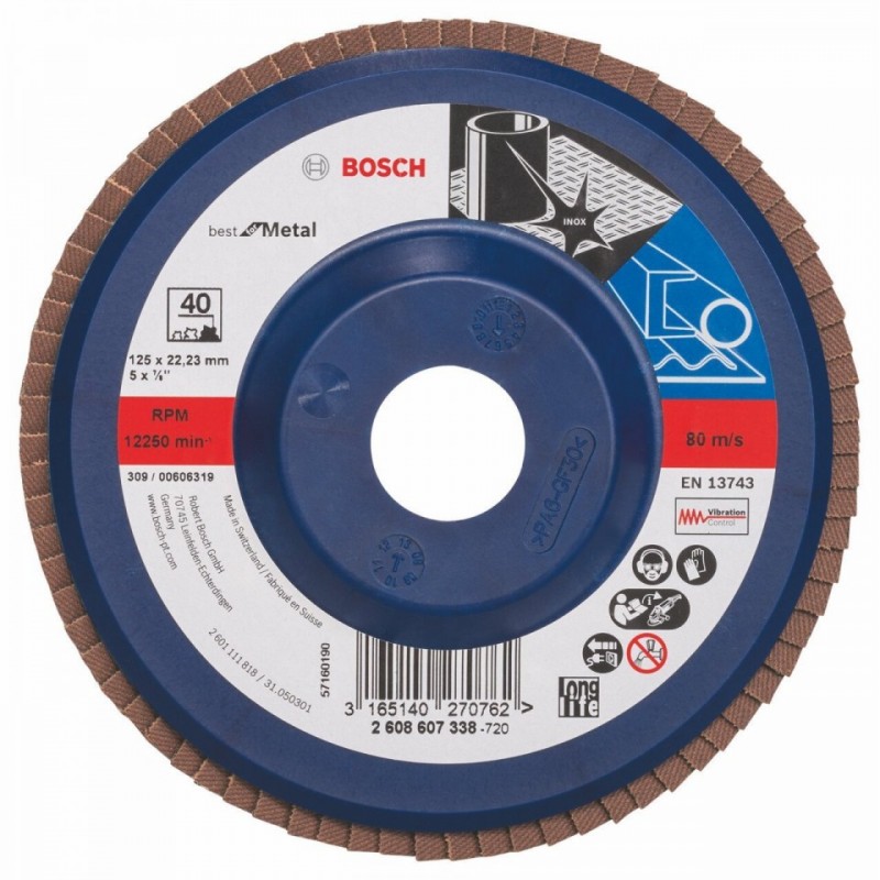 2608607338 BOSCH Disc evantai pentru metal G 40, diametru 125 mm